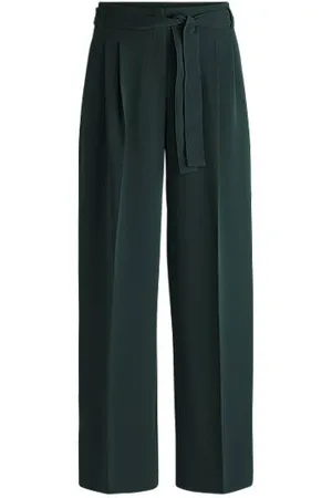 HUGO BOSS Relaxed-fit trousers in crease-resistant Japanese crepe