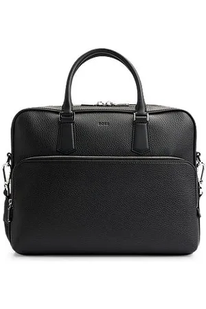HUGO BOSS Grained Italian-leather document case with emed logo