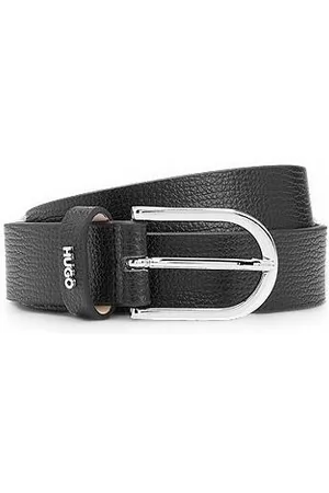 HUGO BOSS Grained Italian-leather belt with logo keeper