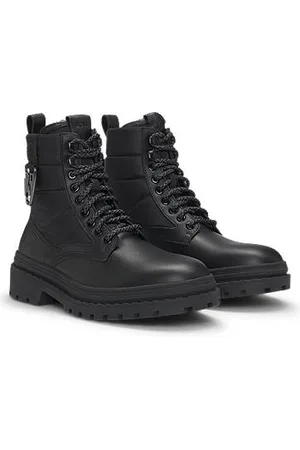 HUGO BOSS Mixed-material half boots with carabiner hook