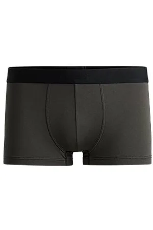 HUGO BOSS Shiny-piqué regular-rise trunks with logo waistband