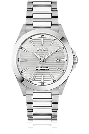 HUGO BOSS Brushed-and-polished stainless-steel watch with grooved dial