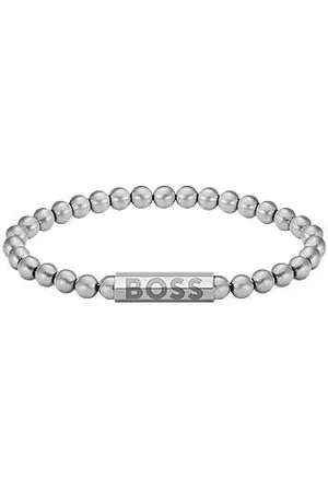 HUGO BOSS Silver-tone cuff with logo closure