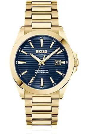 HUGO BOSS Tone watch with blue ridged dial