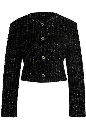 HUGO BOSS Collarless jacket in sparkle-effect tweed