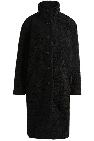 HUGO BOSS Teddy coat with patterned buttons