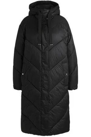 HUGO BOSS Longline water-repellent puffer coat with drawcord hood