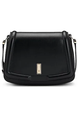 HUGO BOSS Leather saddle bag with signature hardware and monogram