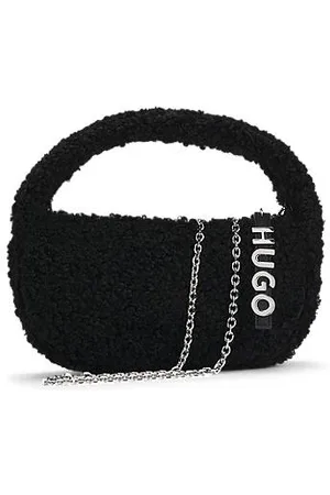 HUGO BOSS Faux-fur shoulder bag with logo lettering