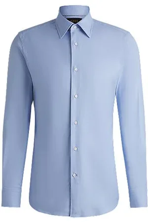 HUGO BOSS Slim-fit shirt in structured Italian stretch cotton