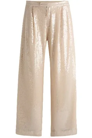 HUGO BOSS Straight-fit trousers in sequinned stretch fabric