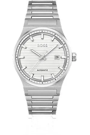 HUGO BOSS Tone automatic watch with white grooved dial