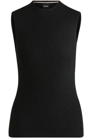 HUGO BOSS Sleeveless ribbed top with sparkle effect