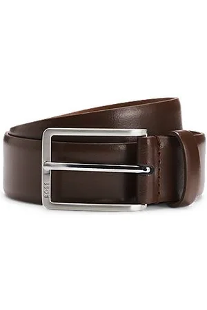 HUGO BOSS Italian-made leather belt with engraved-logo buckle