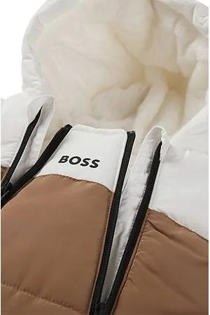HUGO BOSS Baby snowsuit with faux-fur lining and logo details