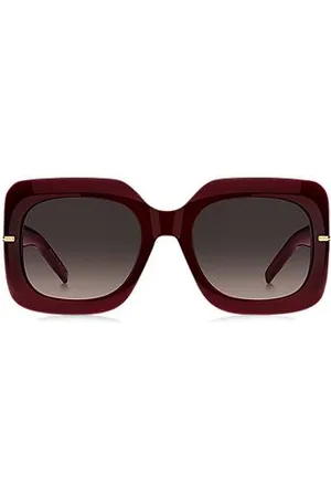 HUGO BOSS Burgundy-acetate sunglasses with gold-tone hinges - Ramadan Edit
