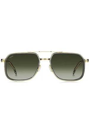 HUGO BOSS Layered-effect sunglasses in grey acetate and steel - Ramadan Edit