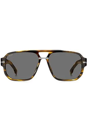 HUGO BOSS Patterned-acetate sunglasses with silver-tone details - Ramadan Edit