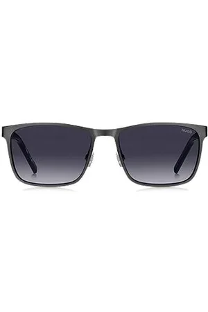 HUGO BOSS Black-steel sunglasses with textured temples