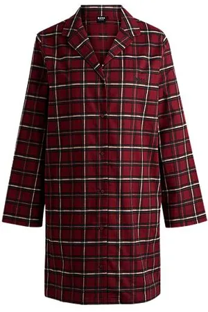HUGO BOSS Checked flannel night shirt in stretch cotton