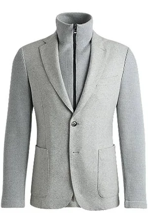 HUGO BOSS Slim-fit jacket with knitted sleeves and inlay