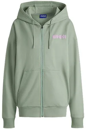 HUGO BOSS Cotton-terry zip-up hoodie with seasonal print