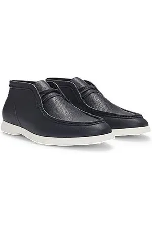HUGO BOSS Desert boots in tumbled leather with apron toe