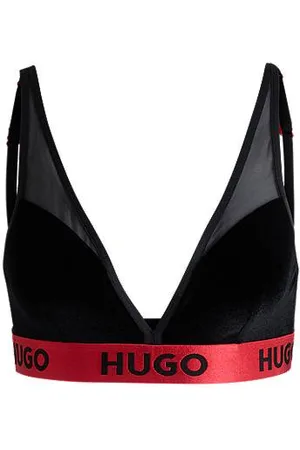 HUGO BOSS Triangle bra in stretch velvet and mesh