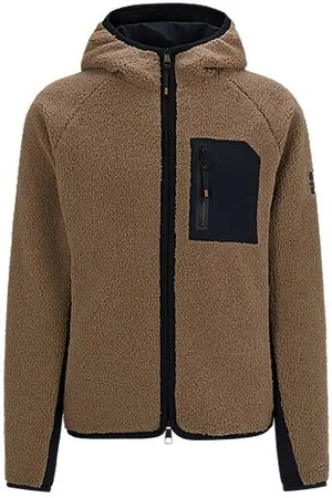 HUGO BOSS Equestrian hooded hybrid jacket with cosy teddy
