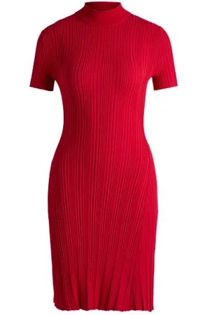 HUGO BOSS Slim-fit dress in irregular-rib crepe