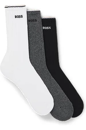 HUGO BOSS Three-pack of cotton-blend short socks with logos