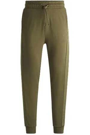 HUGO BOSS Cotton-terry tracksuit bottoms with logo tape