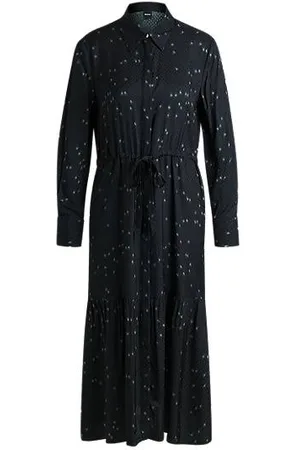 HUGO BOSS Maxi dress with dot jacquard and print