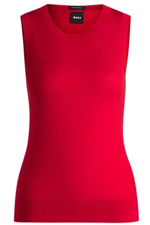 HUGO BOSS Sleeveless top knitted in virgin wool