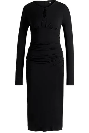 HUGO BOSS Matte-jersey dress with keyhole neckline