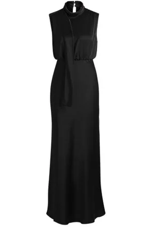 HUGO BOSS Tie-neck maxi dress in satin