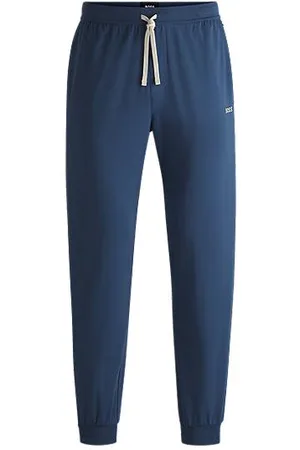 HUGO BOSS Logo-embroidered tracksuit bottoms in stretch-cotton jersey