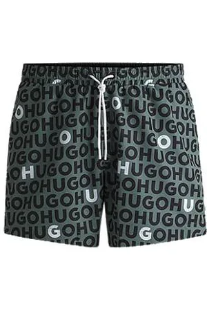 HUGO BOSS Logo-print swim shorts with drawcord