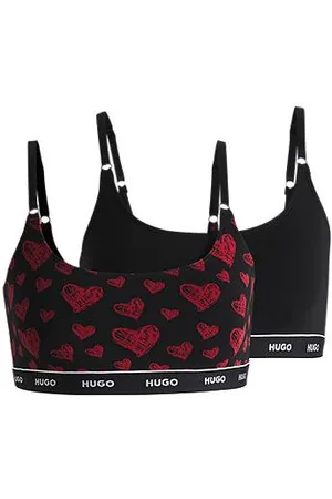 HUGO BOSS Two-pack of stretch-cotton bralettes with logo underbands