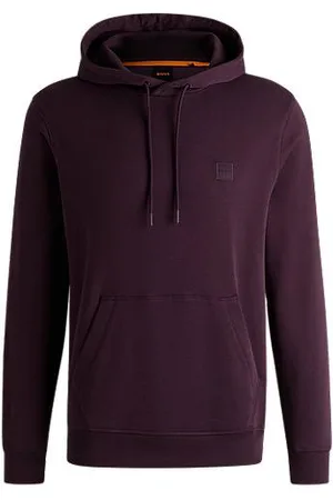HUGO BOSS Regular-fit hoodie in cotton terry with logo patch
