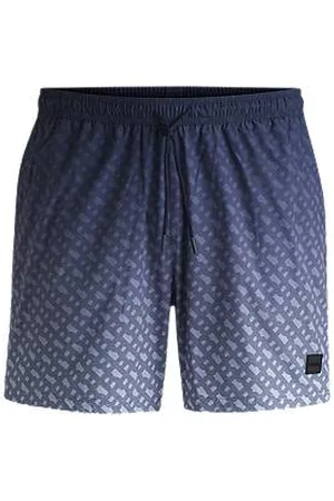 HUGO BOSS Logo-badge swim shorts with degradé monogram print
