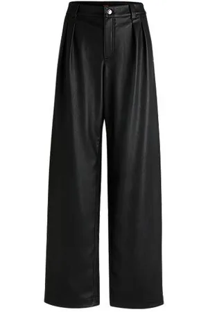 HUGO BOSS Loose-fit wide-leg trousers in faux leather