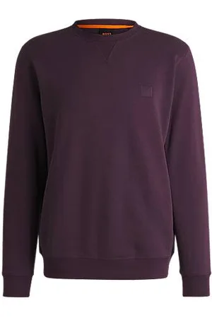 HUGO BOSS Cotton-terry regular-fit sweatshirt with logo patch