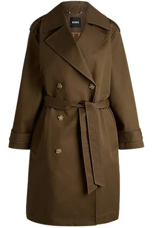 HUGO BOSS Double-breasted coat in water-repellent cotton