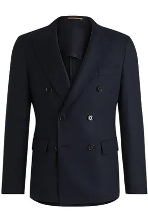 HUGO BOSS Slim-fit blazer in micro-patterned virgin wool - Ramadan Edit