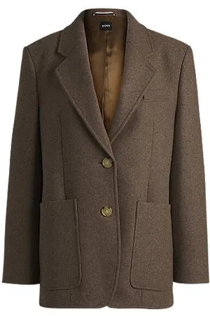 HUGO BOSS Oversized-fit blazer in a melange wool blend