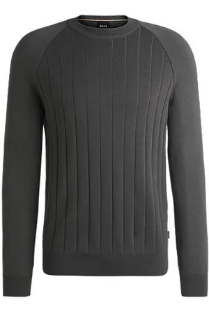 HUGO BOSS Wool-blend regular-fit sweater with stripe knit