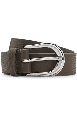 HUGO BOSS Italian-leather belt with polished silver hardware