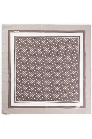 HUGO BOSS Italian-made scarf in printed silk twill