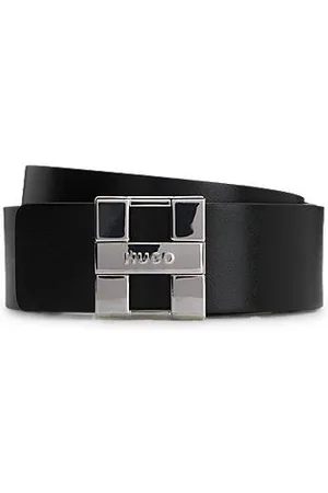 HUGO BOSS Italian-leather reversible belt with logo buckle